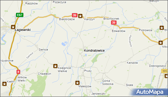 mapa Kondratowice, Kondratowice na mapie Targeo