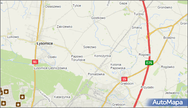 mapa Koniczynka, Koniczynka na mapie Targeo