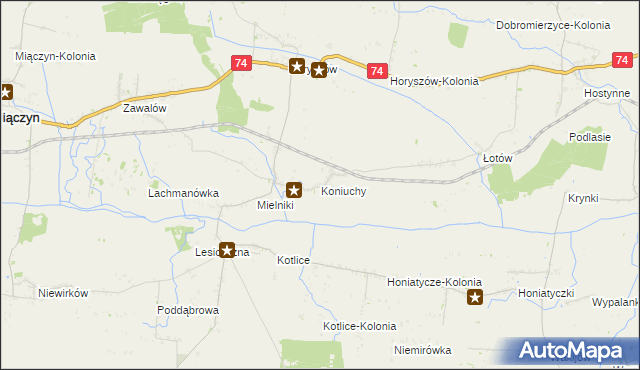 mapa Koniuchy, Koniuchy na mapie Targeo