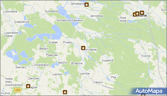 mapa Konradów gmina Sośnie, Konradów gmina Sośnie na mapie Targeo