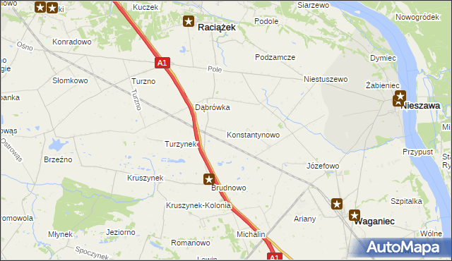 mapa Konstantynowo gmina Waganiec, Konstantynowo gmina Waganiec na mapie Targeo