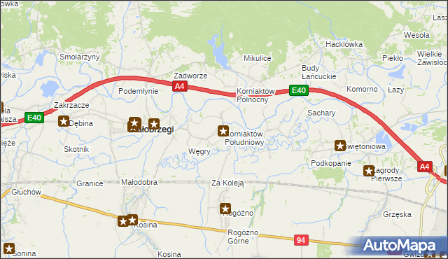 mapa Korniaktów Południowy, Korniaktów Południowy na mapie Targeo