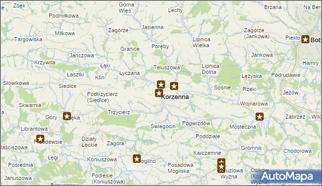 mapa Korzenna, Korzenna na mapie Targeo