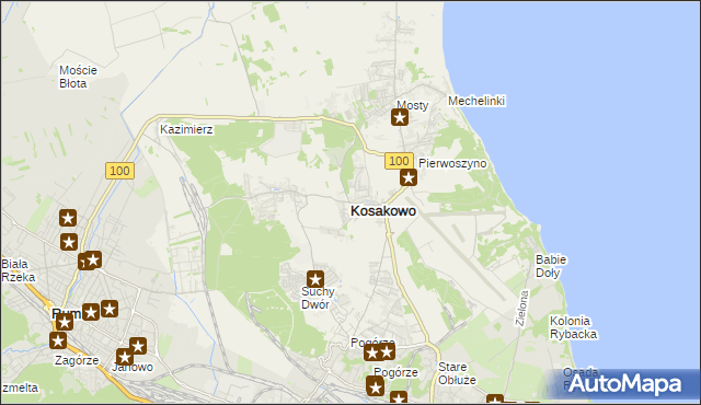 mapa Kosakowo powiat pucki, Kosakowo powiat pucki na mapie Targeo