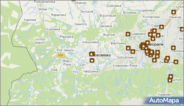mapa Kościelisko, Kościelisko na mapie Targeo