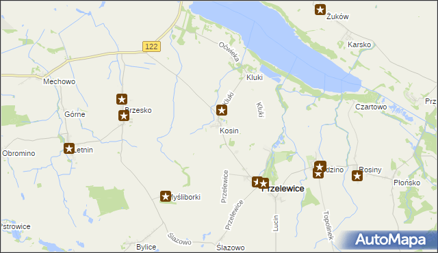 mapa Kosin gmina Przelewice, Kosin gmina Przelewice na mapie Targeo