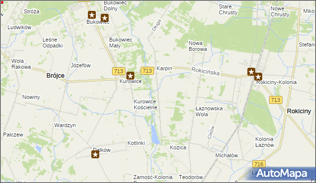 mapa Kotliny gmina Brójce, Kotliny gmina Brójce na mapie Targeo