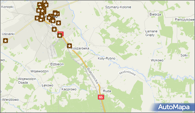 mapa Koty-Rybno, Koty-Rybno na mapie Targeo