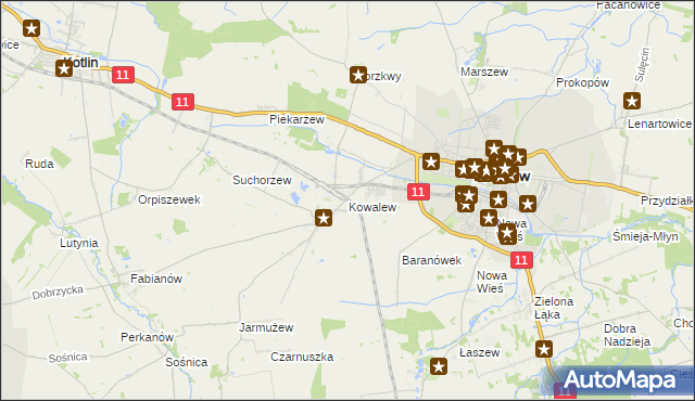 mapa Kowalew gmina Pleszew, Kowalew gmina Pleszew na mapie Targeo