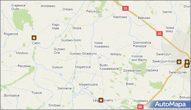 mapa Kowalewo gmina Drobin, Kowalewo gmina Drobin na mapie Targeo