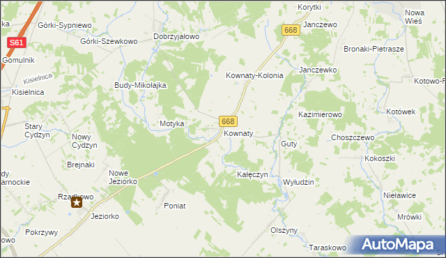 mapa Kownaty gmina Piątnica, Kownaty gmina Piątnica na mapie Targeo