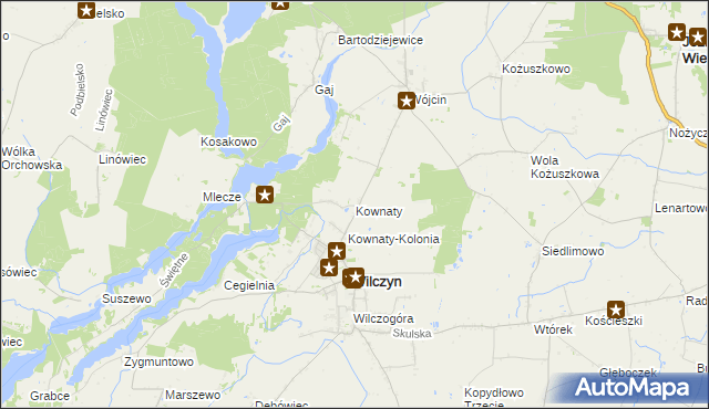 mapa Kownaty gmina Wilczyn, Kownaty gmina Wilczyn na mapie Targeo