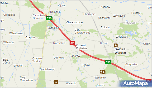 mapa Kozanki Podleśne, Kozanki Podleśne na mapie Targeo