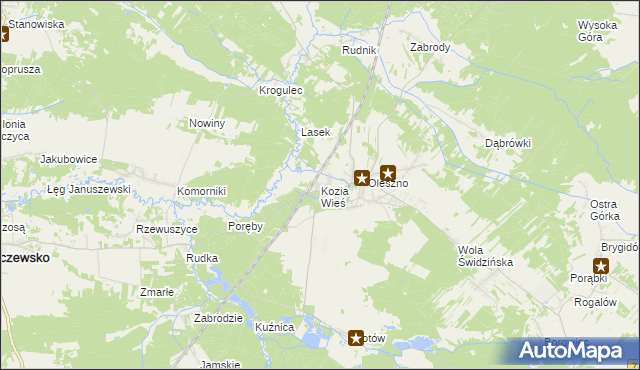 mapa Kozia Wieś, Kozia Wieś na mapie Targeo