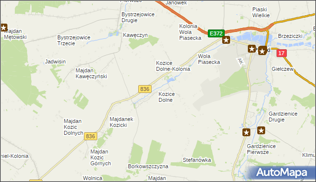 mapa Kozice Dolne, Kozice Dolne na mapie Targeo