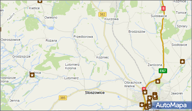 mapa Koziniec gmina Ząbkowice Śląskie, Koziniec gmina Ząbkowice Śląskie na mapie Targeo