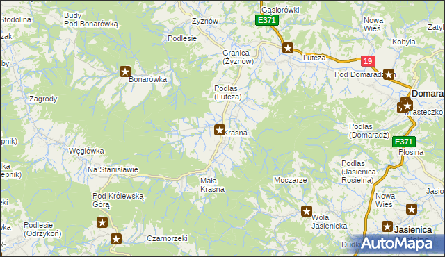 mapa Krasna gmina Korczyna, Krasna gmina Korczyna na mapie Targeo