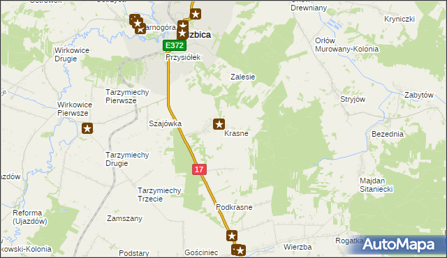 mapa Krasne gmina Stary Zamość, Krasne gmina Stary Zamość na mapie Targeo