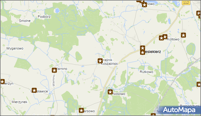 mapa Kraśnik Koszaliński, Kraśnik Koszaliński na mapie Targeo