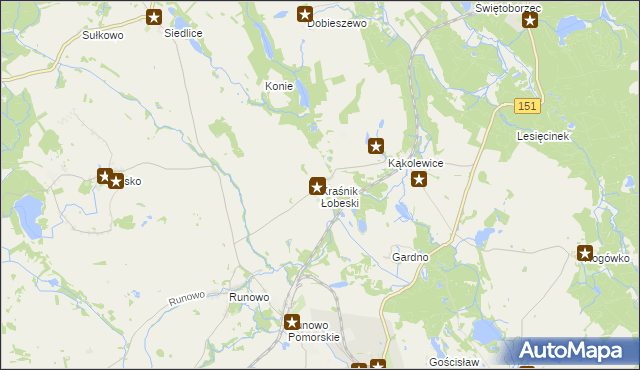 mapa Kraśnik Łobeski, Kraśnik Łobeski na mapie Targeo