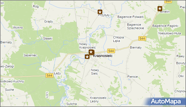 mapa Krasnosielc, Krasnosielc na mapie Targeo