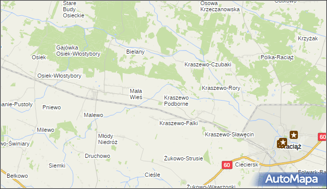 mapa Kraszewo Podborne, Kraszewo Podborne na mapie Targeo