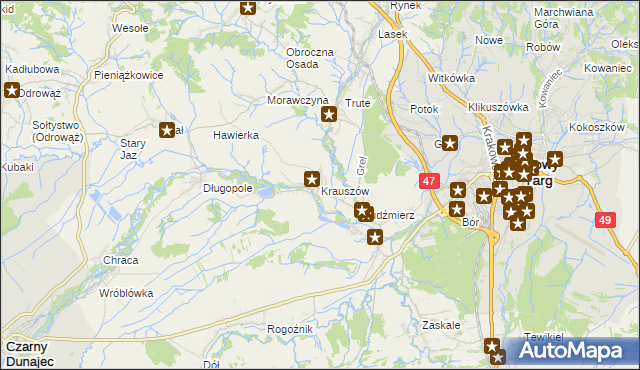 mapa Krauszów, Krauszów na mapie Targeo