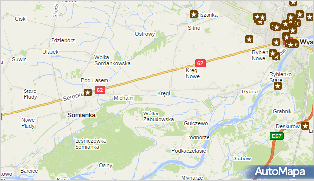 mapa Kręgi gmina Somianka, Kręgi gmina Somianka na mapie Targeo