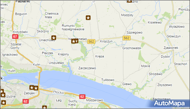 mapa Krępa gmina Dobrzyń nad Wisłą, Krępa gmina Dobrzyń nad Wisłą na mapie Targeo