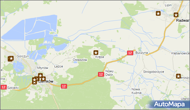 mapa Krępa gmina Przemków, Krępa gmina Przemków na mapie Targeo