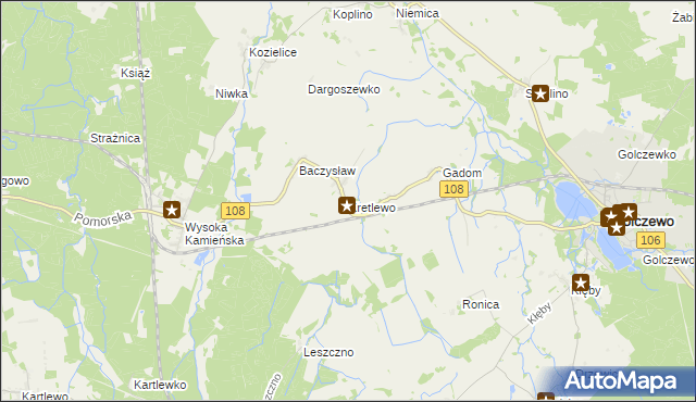 mapa Kretlewo, Kretlewo na mapie Targeo