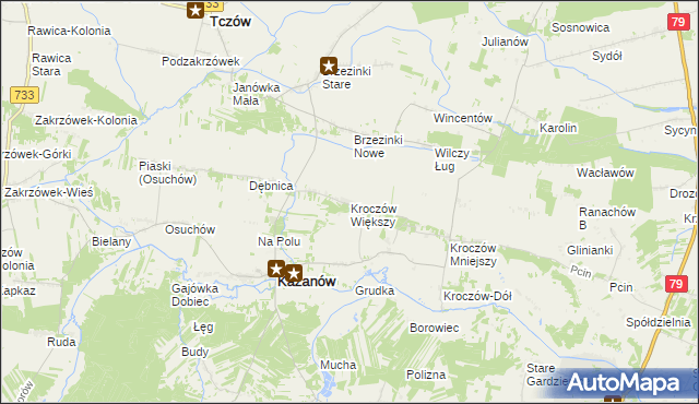 mapa Kroczów Większy, Kroczów Większy na mapie Targeo