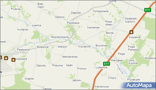 mapa Krzcięcice, Krzcięcice na mapie Targeo