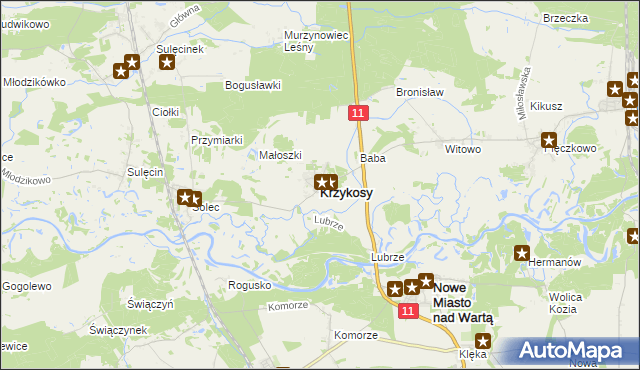 mapa Krzykosy powiat średzki, Krzykosy powiat średzki na mapie Targeo