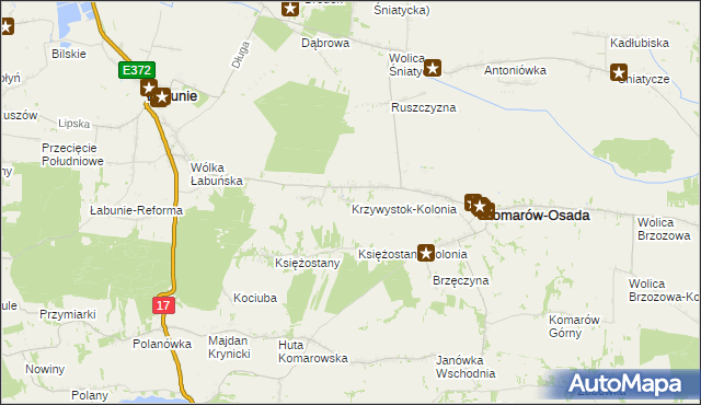 mapa Krzywystok-Kolonia, Krzywystok-Kolonia na mapie Targeo