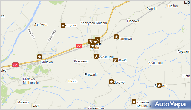 mapa Krzyżanowo gmina Stare Pole, Krzyżanowo gmina Stare Pole na mapie Targeo