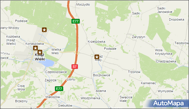 mapa Książ Mały, Książ Mały na mapie Targeo