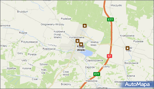 mapa Książ Wielki, Książ Wielki na mapie Targeo