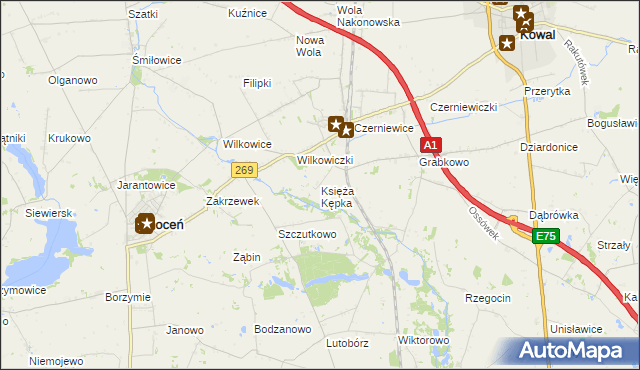 mapa Księża Kępka, Księża Kępka na mapie Targeo