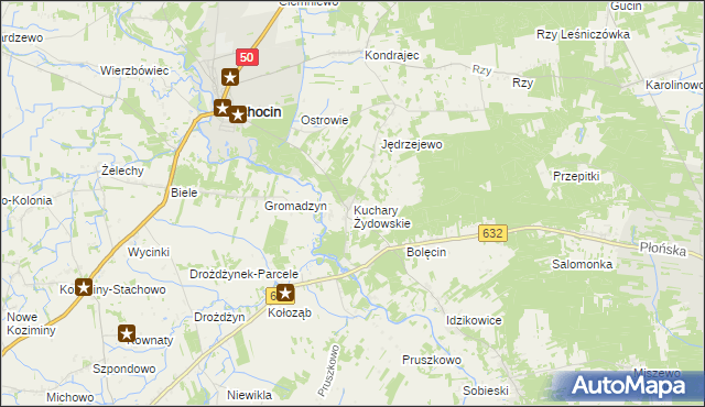mapa Kuchary Żydowskie, Kuchary Żydowskie na mapie Targeo