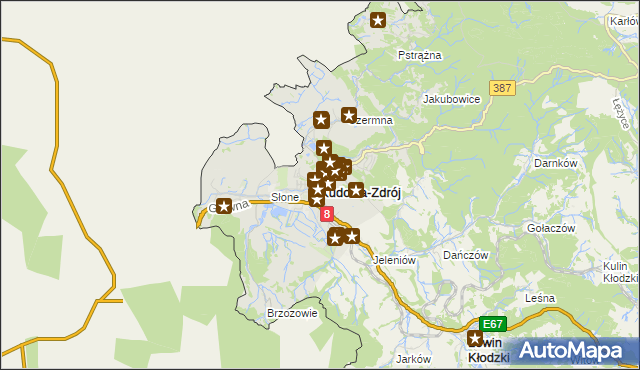 mapa Kudowa-Zdrój, Kudowa-Zdrój na mapie Targeo