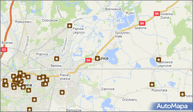 mapa Kunice powiat legnicki, Kunice powiat legnicki na mapie Targeo