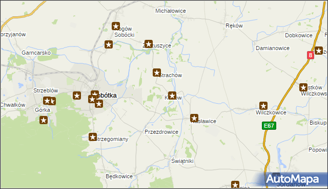 mapa Kunów gmina Sobótka, Kunów gmina Sobótka na mapie Targeo