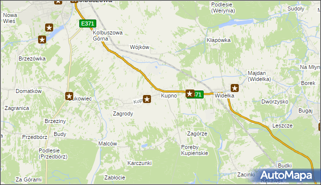 mapa Kupno gmina Kolbuszowa, Kupno gmina Kolbuszowa na mapie Targeo