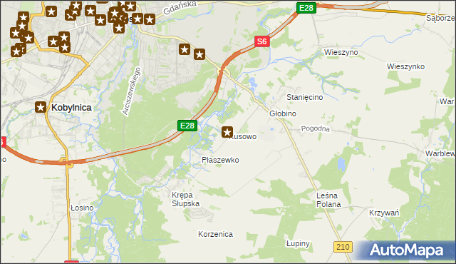 mapa Kusowo gmina Słupsk, Kusowo gmina Słupsk na mapie Targeo