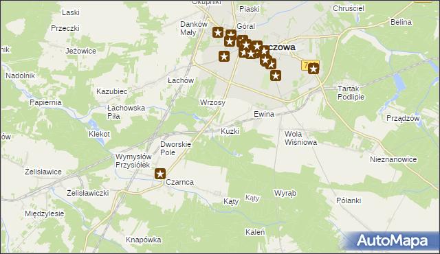 mapa Kuzki gmina Włoszczowa, Kuzki gmina Włoszczowa na mapie Targeo