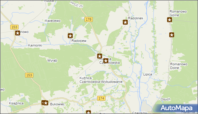 mapa Kuźnica Czarnkowska, Kuźnica Czarnkowska na mapie Targeo