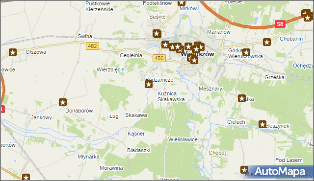 mapa Kuźnica Skakawska, Kuźnica Skakawska na mapie Targeo