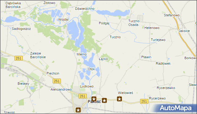 mapa Łącko gmina Pakość, Łącko gmina Pakość na mapie Targeo