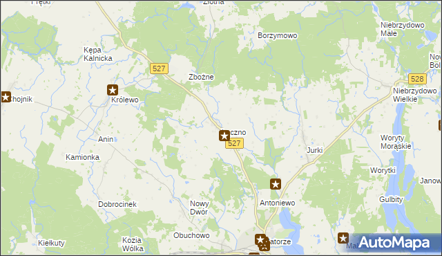 mapa Łączno gmina Morąg, Łączno gmina Morąg na mapie Targeo